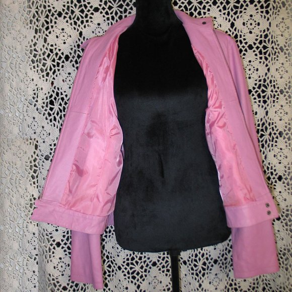 Women's Pink Leather Jacket - Picture 3 of 5